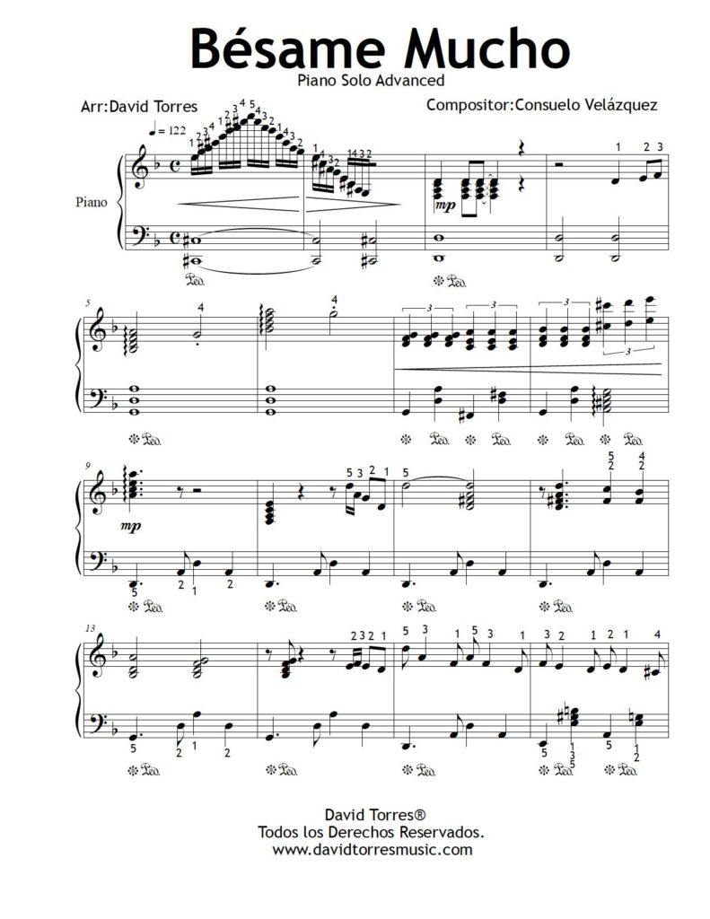 Bésame Mucho-Sheet Music Piano - David Torres Music